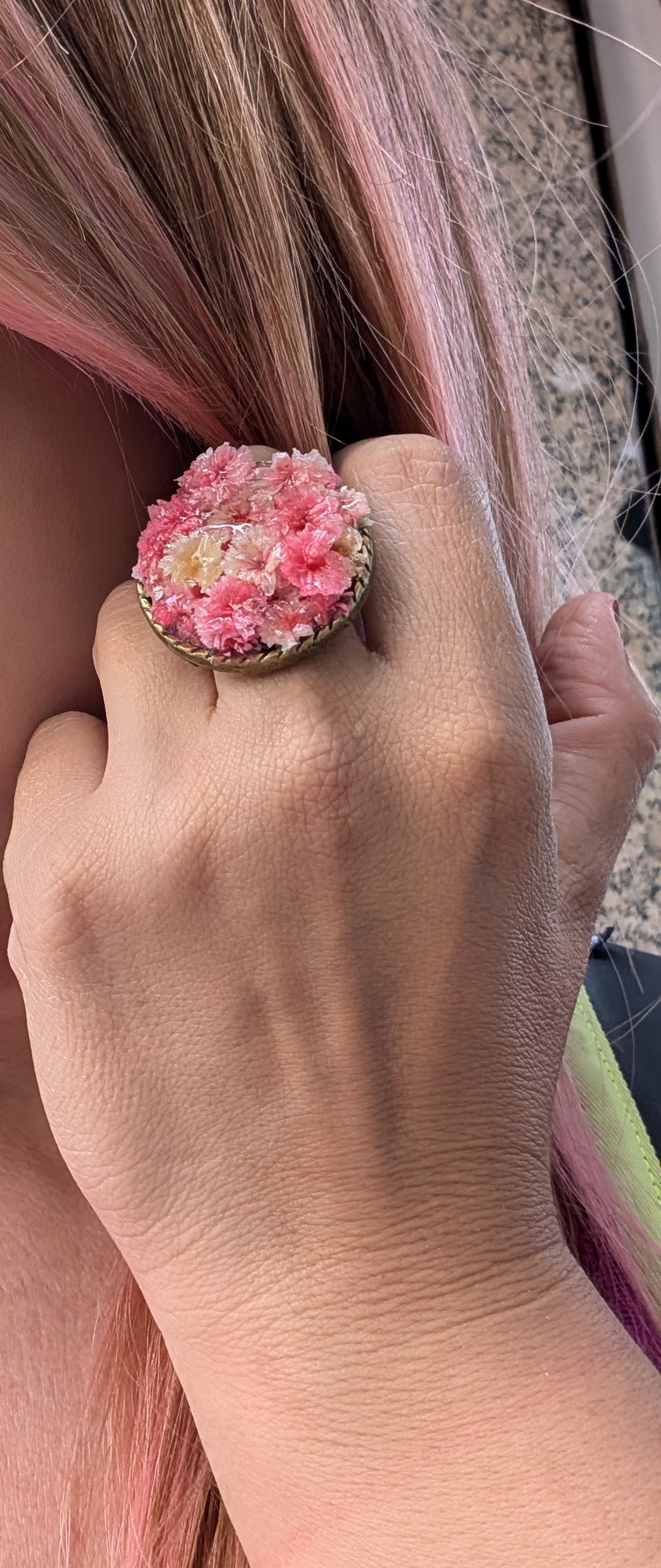 Blush Pink Flower Ring – Romantic Resin Jewelry