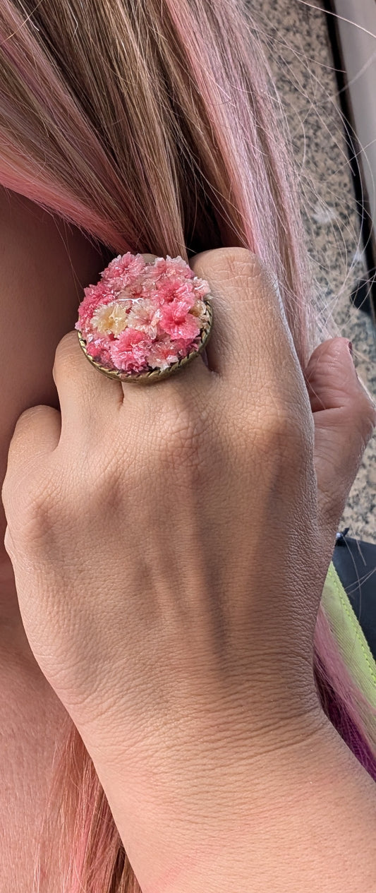 Blush Pink Flower Ring – Romantic Resin Jewelry